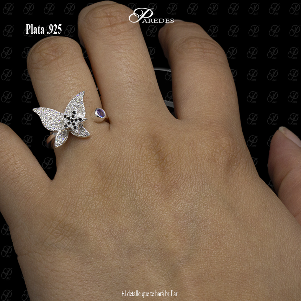 ANILLO MEDIA VUELTA MARIPOSA CON ESTRELLA B-4 LILA