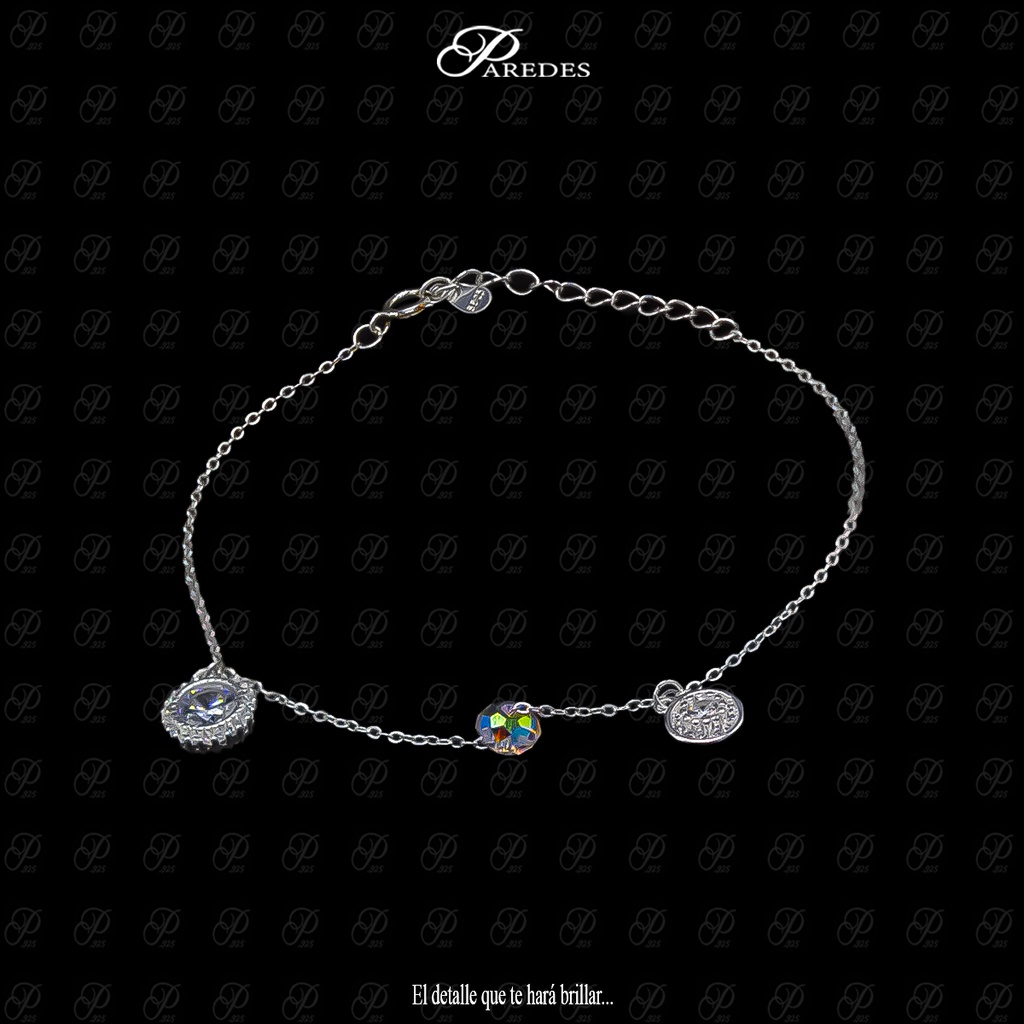 PULSERA ROSETA Y DONA DE CRISTAL