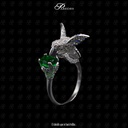 ANILLO COLIBRI MEDIA VUELTA CON ZIRCONIA OVALADA VERDE