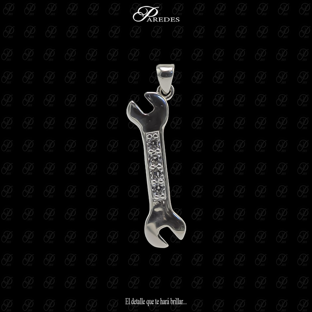 DIJE HERRAMIENTA LLAVE DOBLE BOCA ZIRCONIA