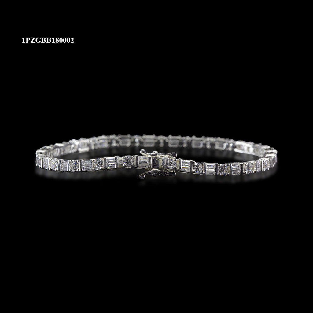 PULSERA ZIRCONIA GUIA BAGUETTE Y R-3 BLANCA