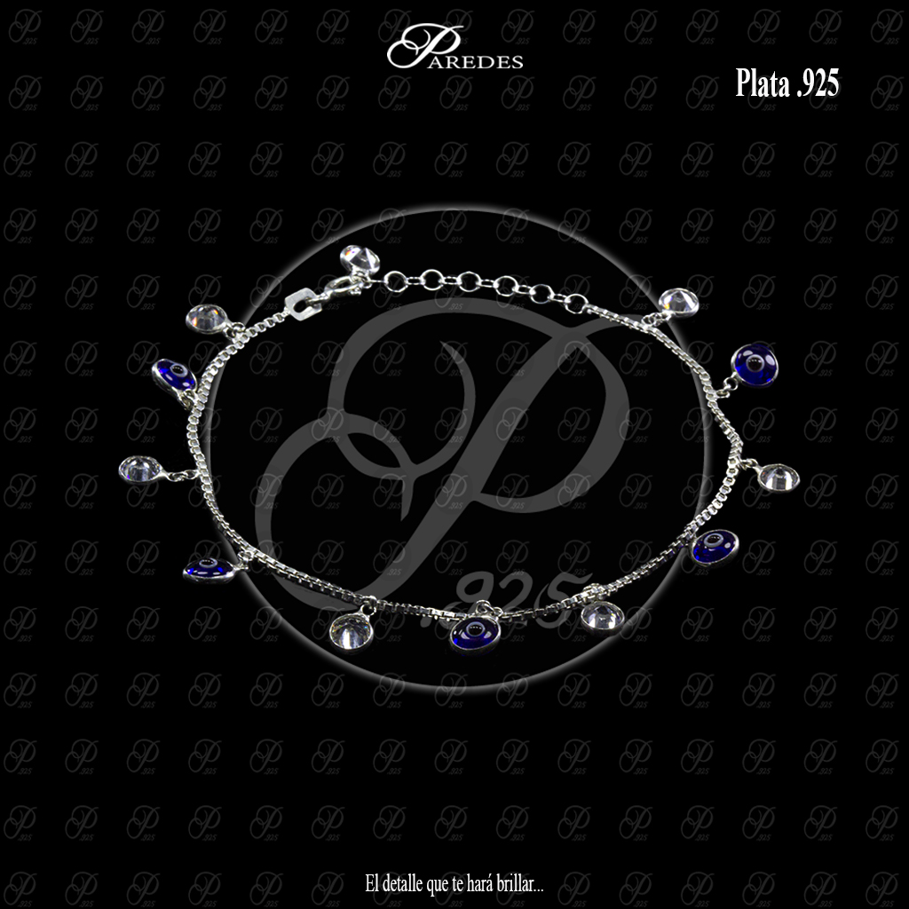 PULSERA ZIRCONIA B-5 OJO TURCO #5 CUBICA MARINO