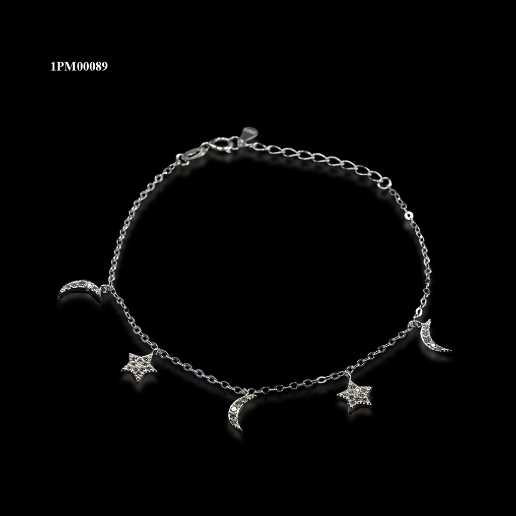 PULSERA LUNA Y ESTRELLA COLGANTE