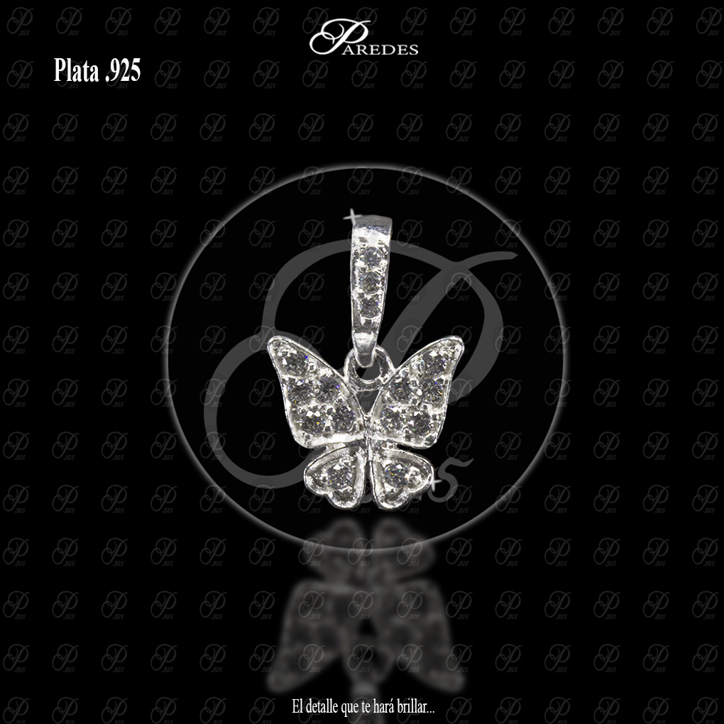 DIJE ZIRCONIA ANIMAL MARIPOSA BLANCA REAZA ZIRCONIAS