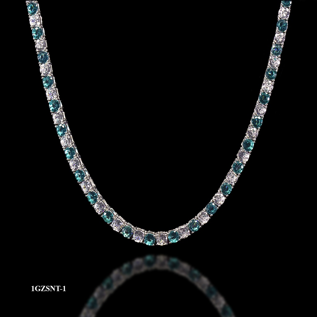 GARGANTILLA TENIS RECTO #4 COMBINADA TURQUESA CON BLANCO