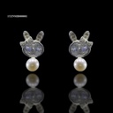 ARETE CONEJITA COMBINADA CON PERLA BLANCO