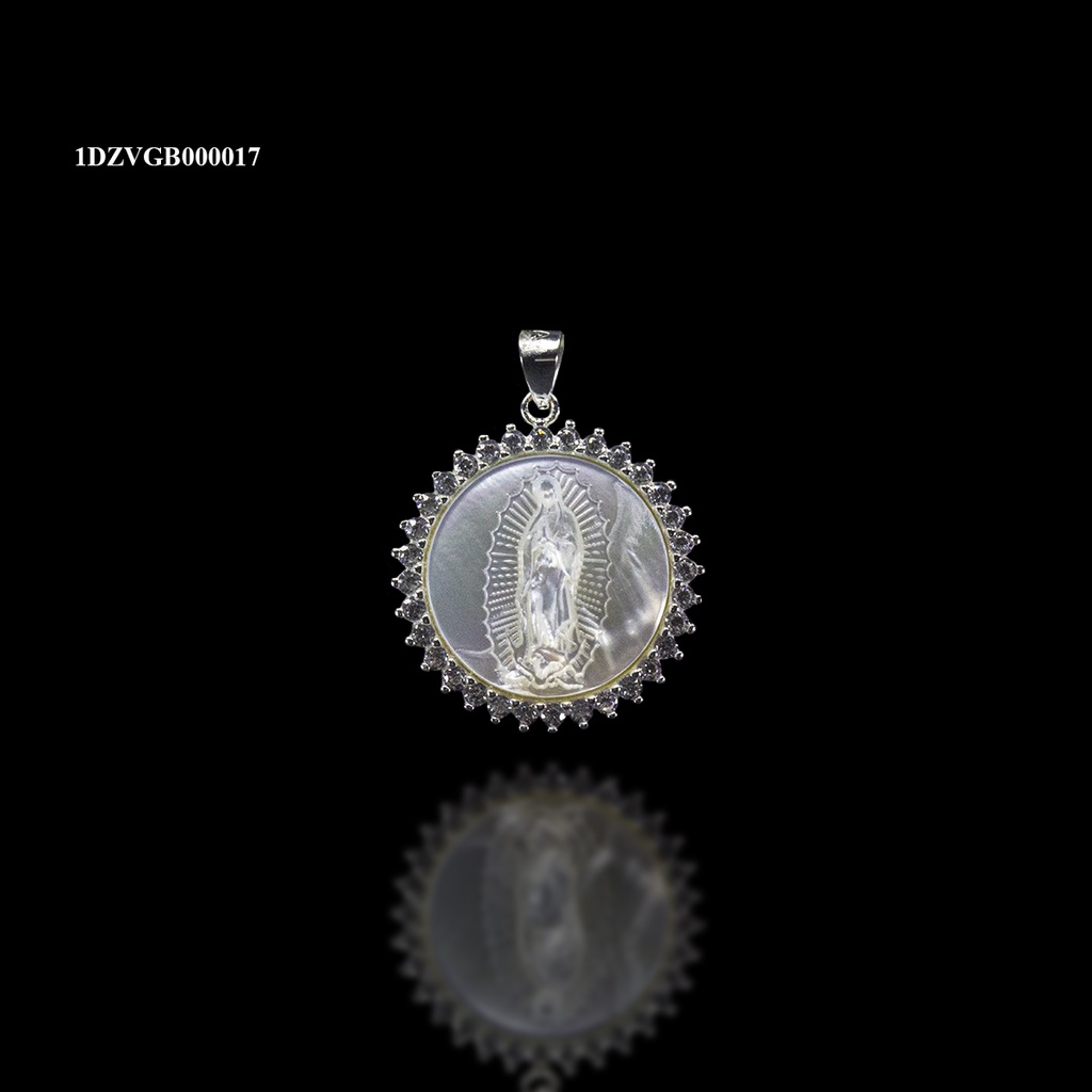 DIJE VIRGEN GUADALUPE MADRE PERLA BISEL PUNTAS BLANCO