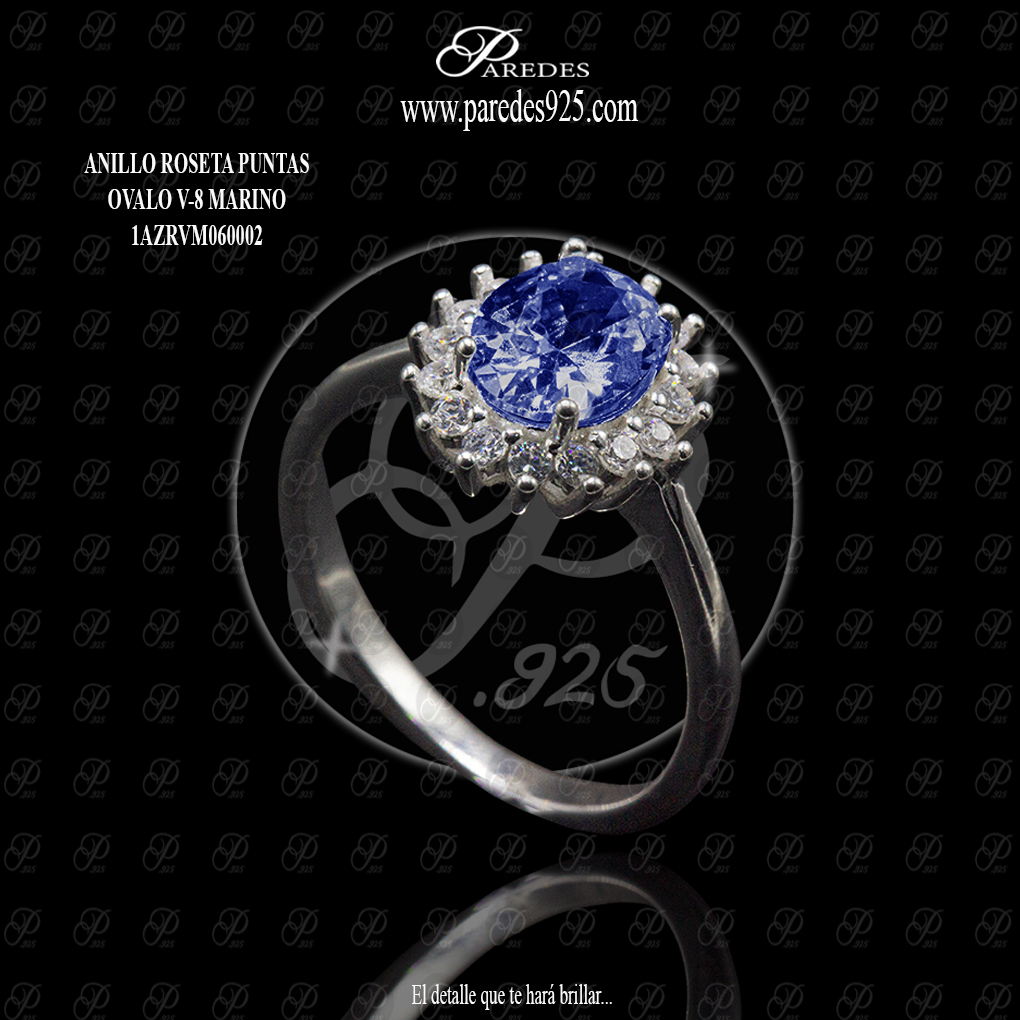 ANILLO ROSETA PUNTAS OVALO V-8 MARINO