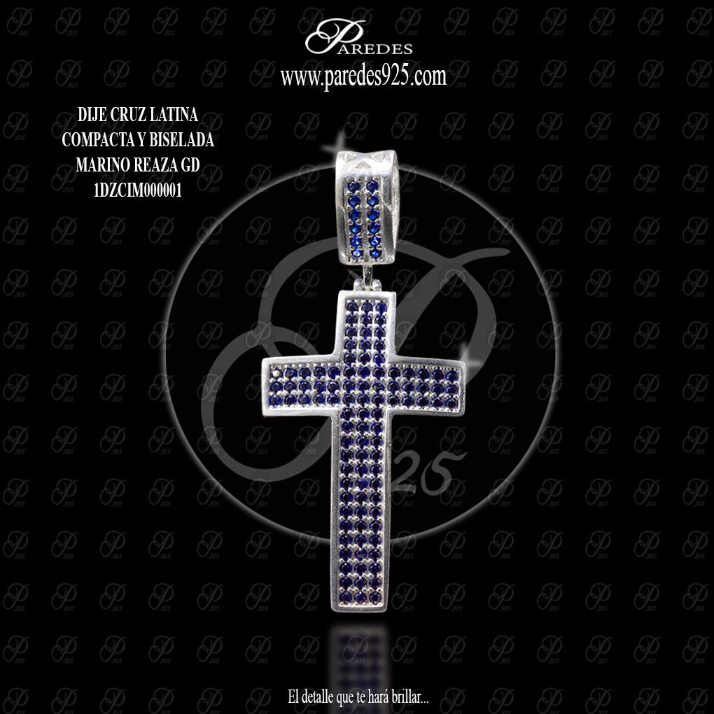 DIJE CRUZ LATINA COMPACTA Y BISELADA MARINO REAZA GD
