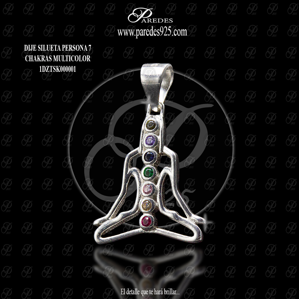 DIJE SILUETA PERSONA 7 CHAKRAS MULTICOLOR