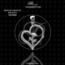 DIJE SILUETA CORAZON CON ROSA BLANCO