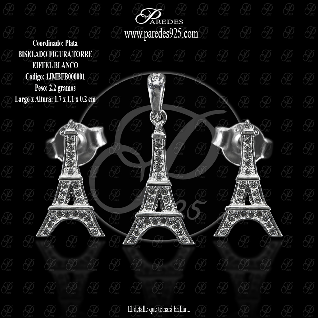 COORDINADO BISELADO FIGURA TORRE EIFFEL BLANCO