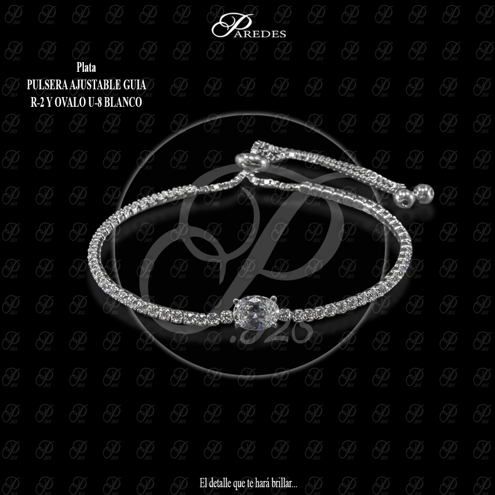 PULSERA AJUSTABLE GUIA R-2 Y OVALO U-8 BLANCO
