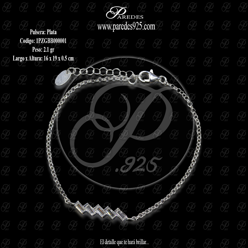 PULSERA BARRA DE GUIA BAGUETTE BLANCA