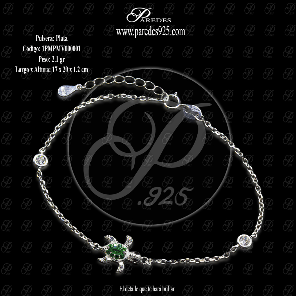 PULSERA TORTUGA COMPACTA PANZA VERDE