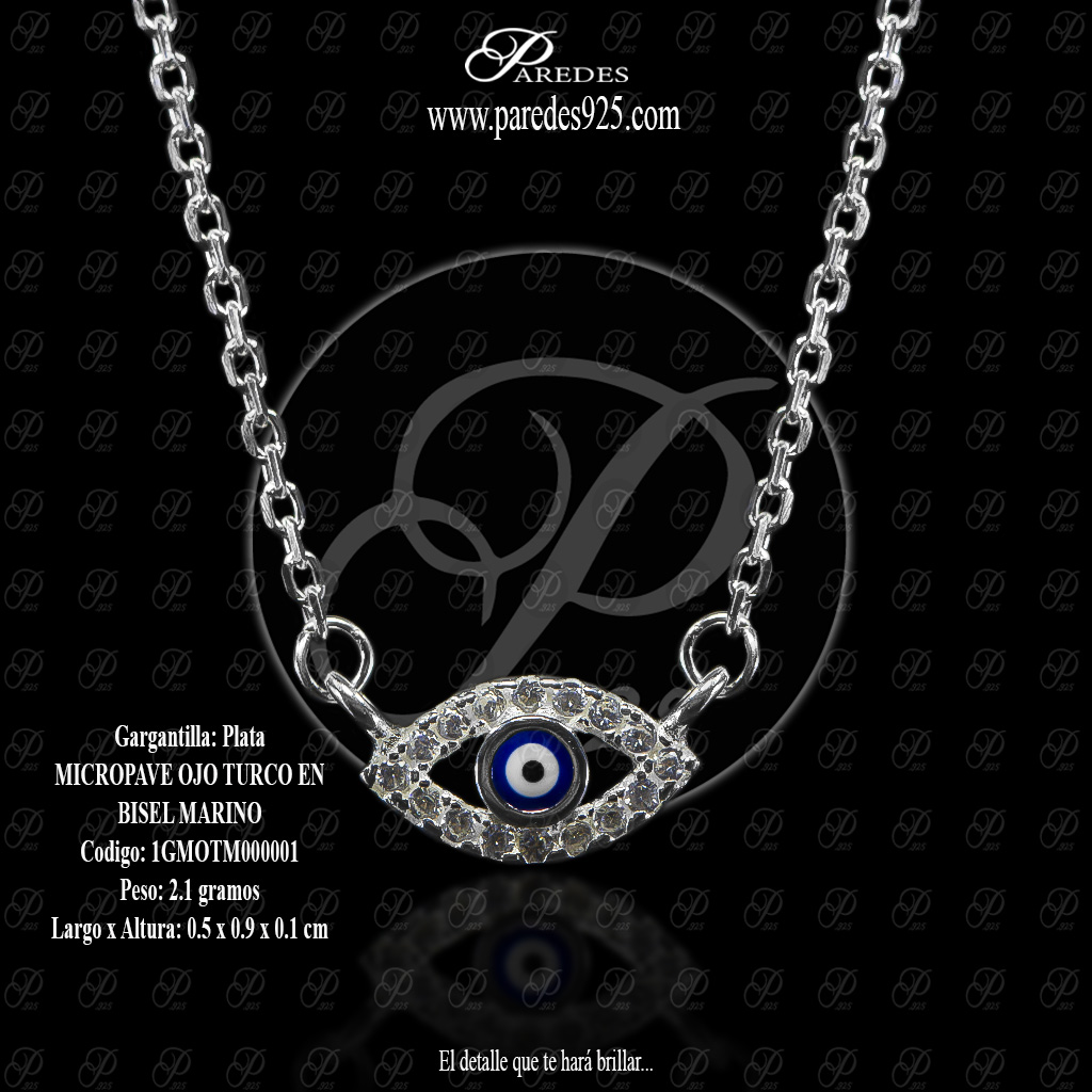 GARGANTILLA MICROPAVE OJO TURCO EN BISEL MARINO