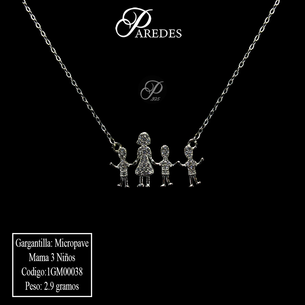 Gargantilla Plata Mama Tres Niños