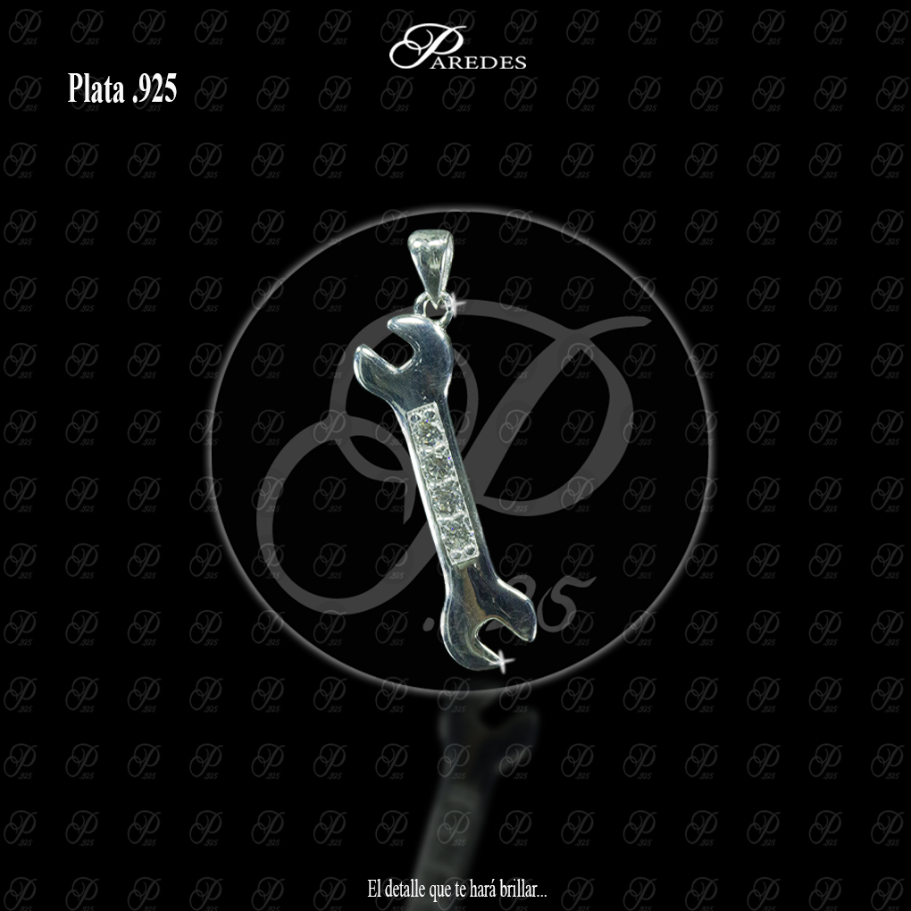 [1DZ00447] DIJE HERRAMIENTA LLAVE DOBLE BOCA ZIRCONIA