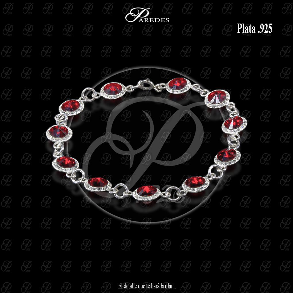 [1PCRRJ010001] PULSERA CRISTAL RIVOLI REDONDA ROJO