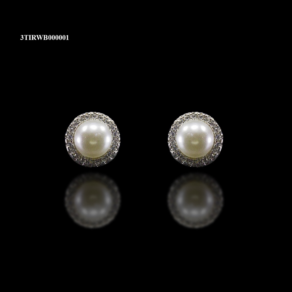 [3TIRWB000001] ARETE PERLA ROSETA FLOR BLANCO