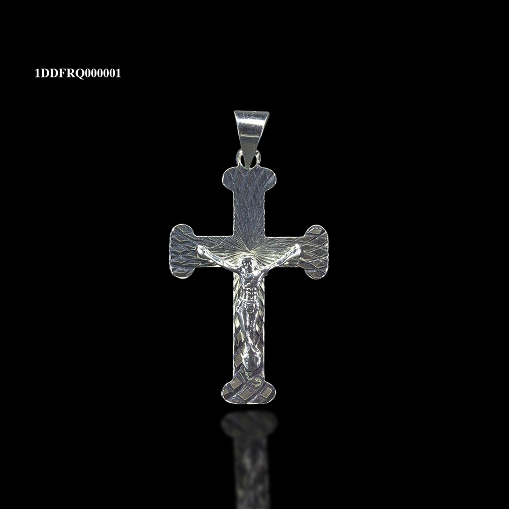 [1DDFRQ000001] DIJE CRUCIFIJO RED PUNTAS OVALADAS PLATEADO