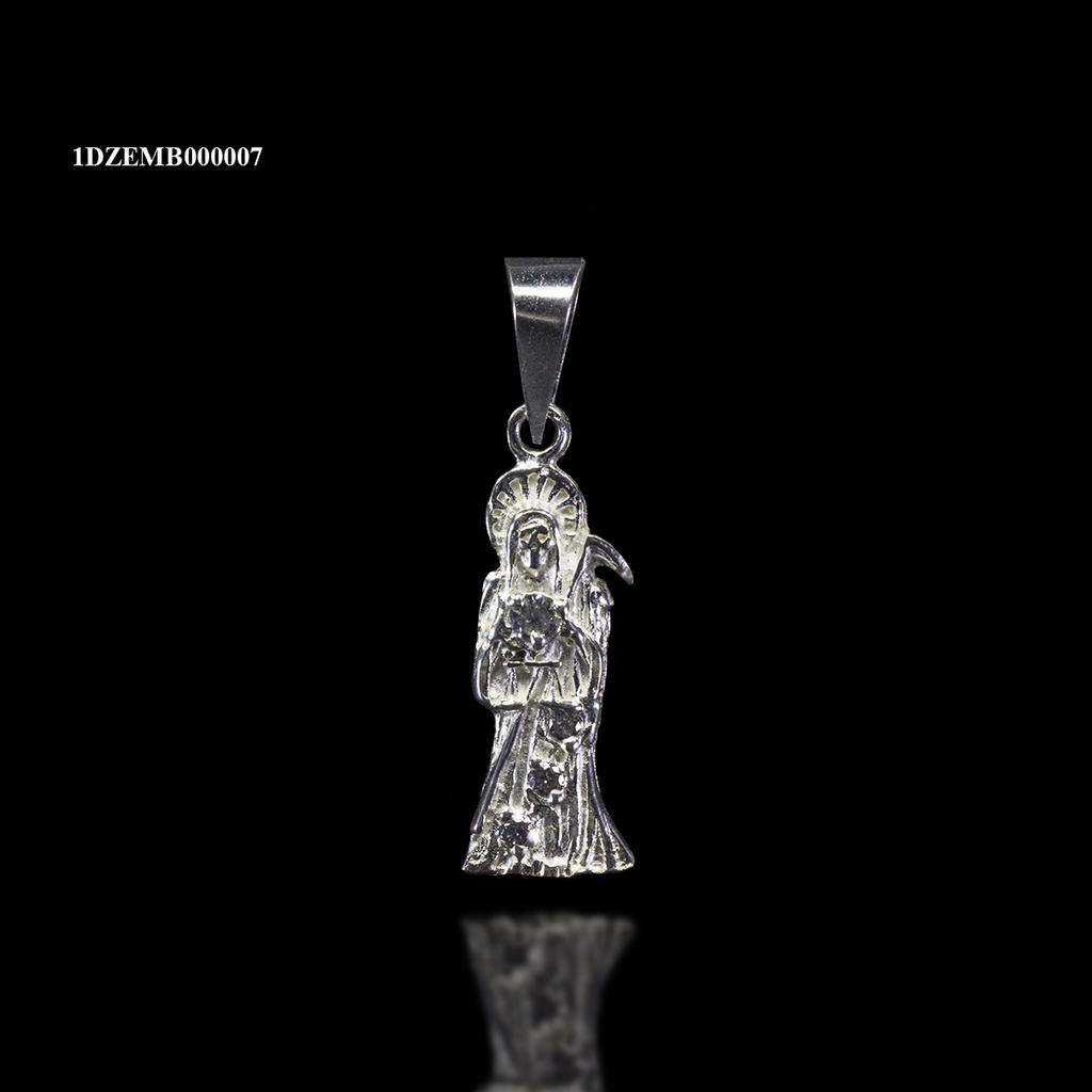 [1DZEMB000007] DIJE MUERTE RESALTADA CUATRO ZIRCONIAS BLANCAS