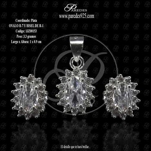 [1JZ00153] 	COORDINADO OVALO R-6 Y BISEL DE R-1 ARETES .9 X .8