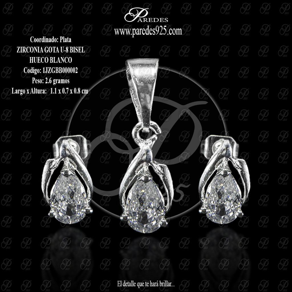 [1JZGBB000002] COORDINADO ZIRCONIA GOTA U-8 BISEL HUECO BLANCO