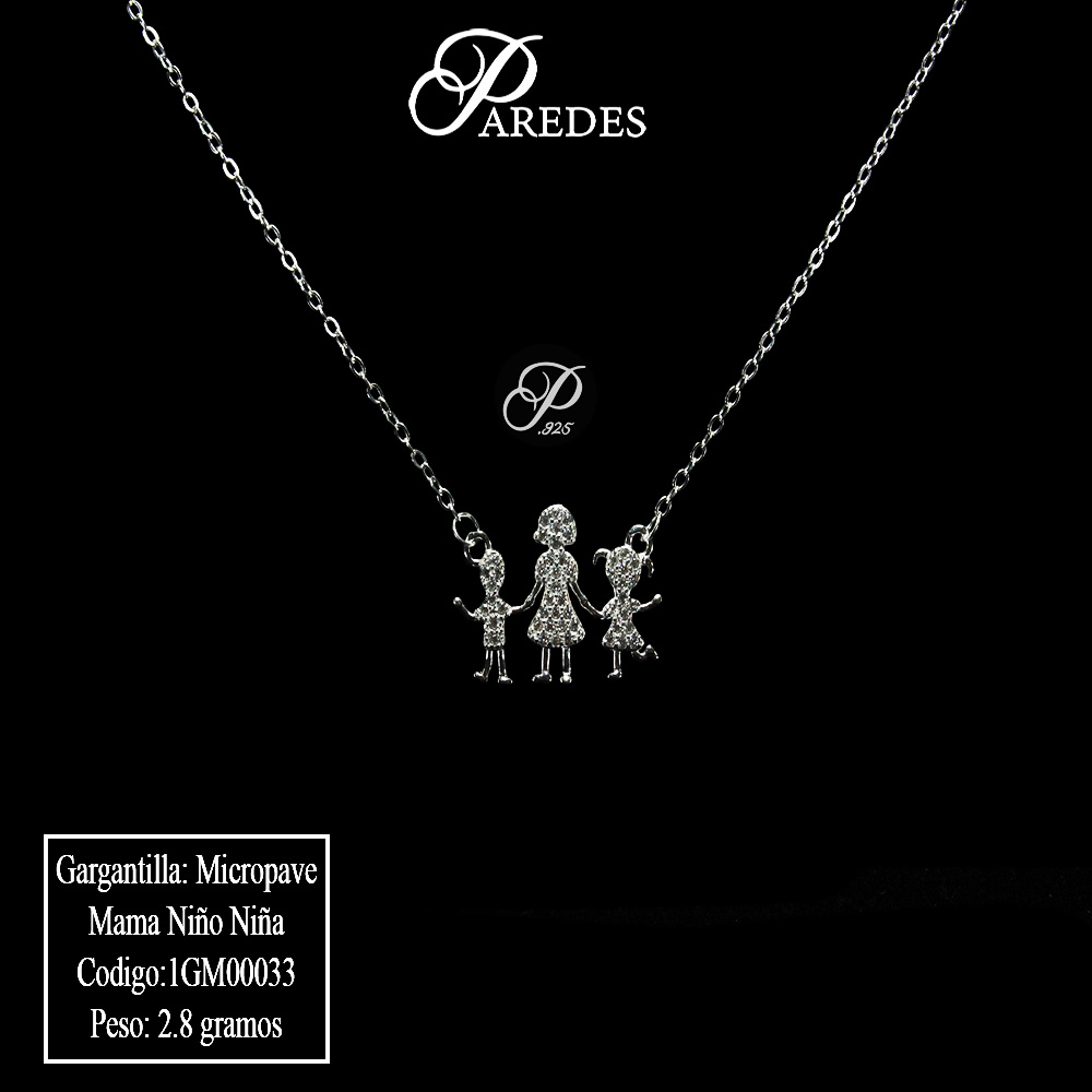 [1GM00033] Gargantilla Plata Mama Niño Niña